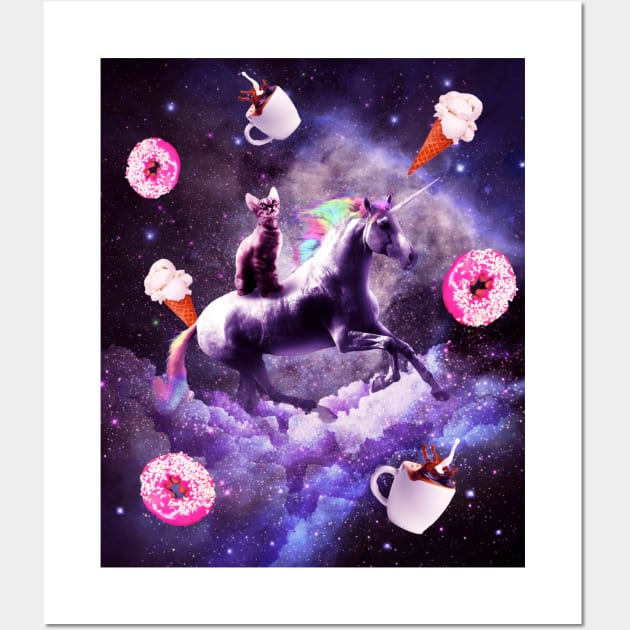 Outer Space Cat Riding Unicorn - Donut Wall Art by Random Galaxy